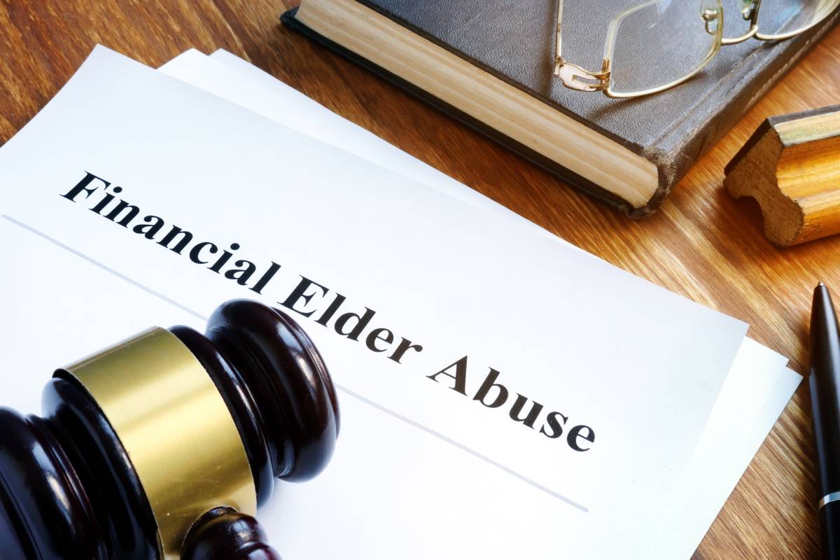 Letterhead financial elder abuse with judges court gavel on top